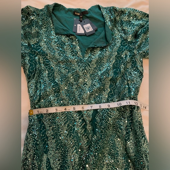 NWT Maje Green Sequin Maxi Dress US XS / FR 34 Formal Gown Wedding Guest Holiday - Picture 10 of 16
